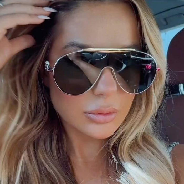 Wholesale Conjoined Sunglasses Pilot Frame Driving Sunglasses Premium Metallic Retro Sunglasses