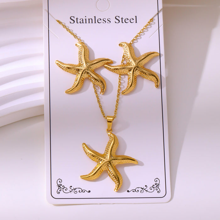 Wholesale RetroEarrings Necklace Stainless Steel Gold-Plated Jewelry