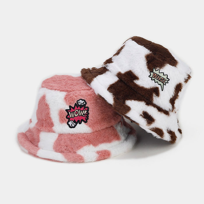 Wholesale Cow Pattern Plush Bucket Hat JDC-FH-LvY050