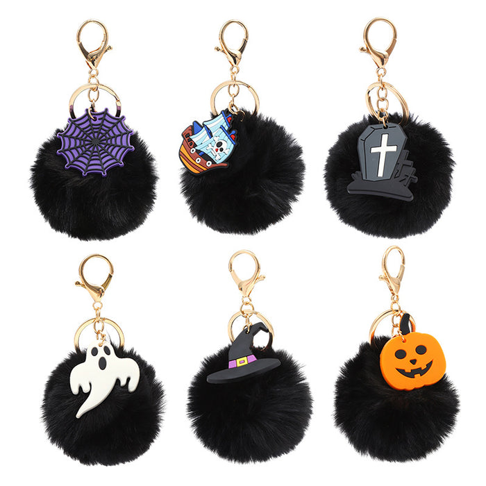 Wholesale Halloween Cute Plush Keychain Pendant Pom Pom Student Backpack Decorative Accessory MOQ≥5