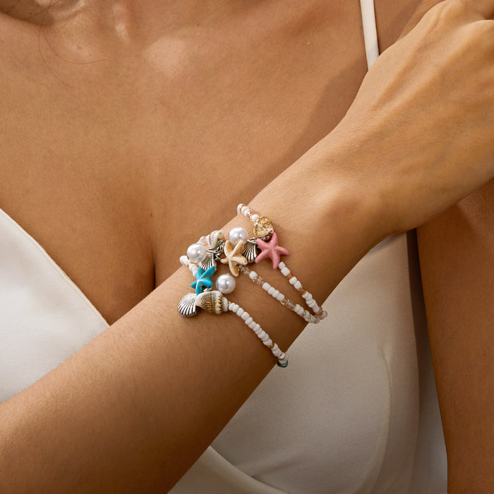 Wholesale Bohemian Sea Star Shell Beaded Bracelet Summer Beach Vacation Jewelry Accessory