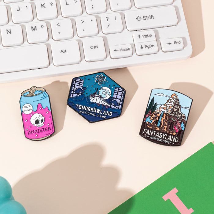 Wholesale Cartoon brooch outdoor park camping alloy badge personalized clothing accessories badge