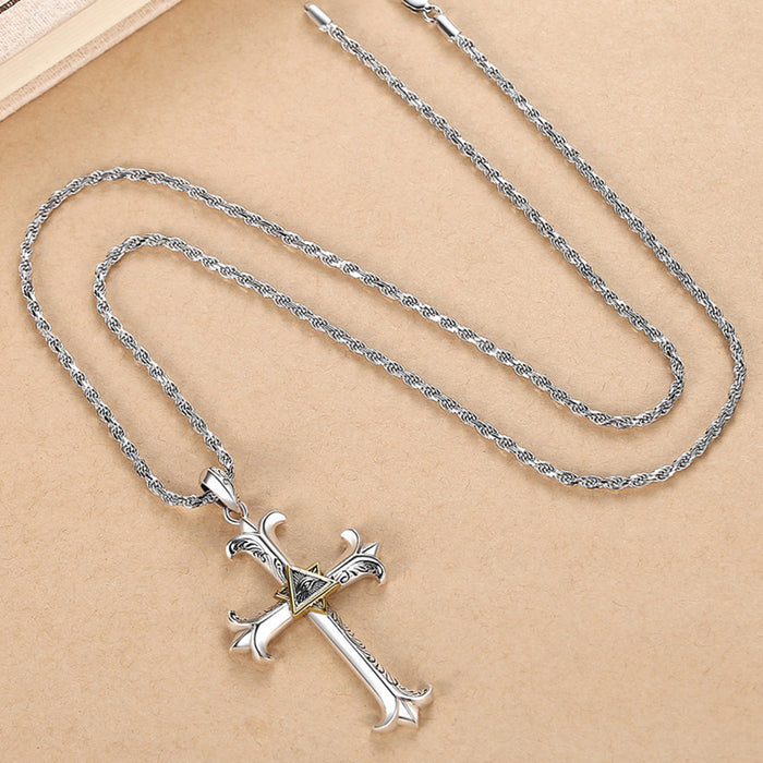 Wholesale Cross pendant, fashionable and personalized hip-hop retro necklace