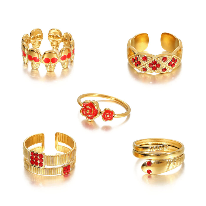 Wholesale Stainless Steel Serpent and Skull Motifs Rings