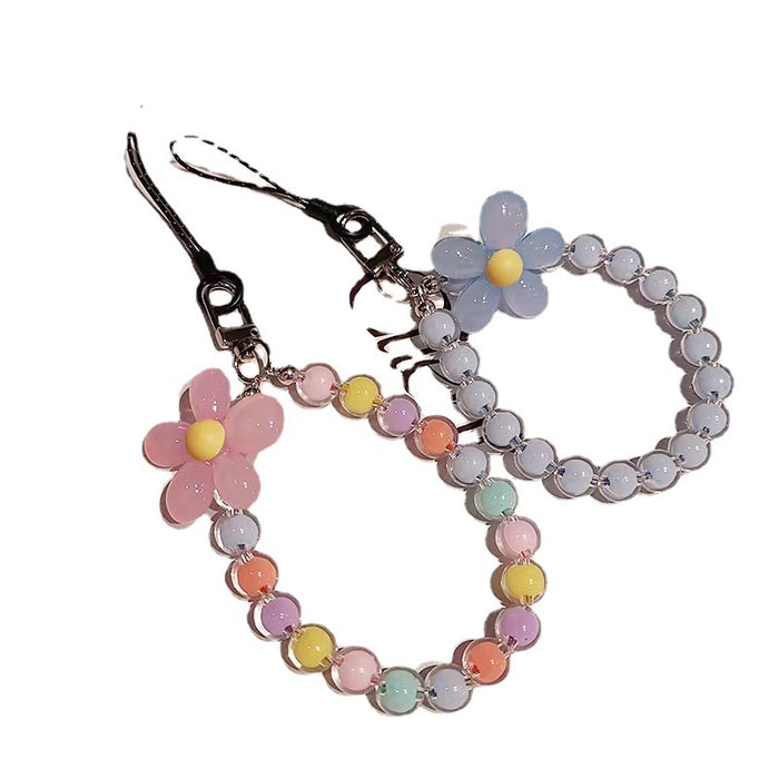 Wholesale beads mobile phone lanyard Japanese handmade beaded flower mobile phone chain