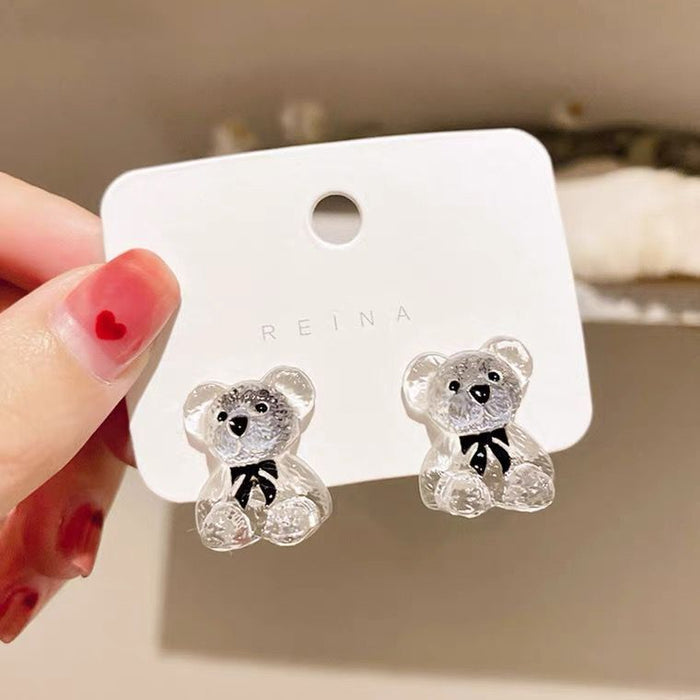 Wholesale Personalized Transparent Bear Earrings with Cute and Stylish Design, Unique Earrings