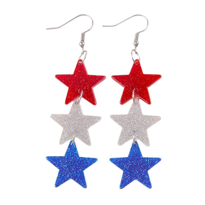 Wholesale Red, white, blue love acrylic earrings, long pentagram earrings, earrings accessories for women