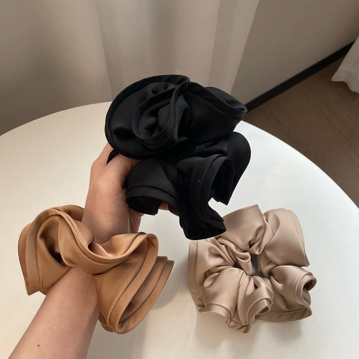 Wholesale Oversized Fungus Edge Flower Bud Satin Hair Tie JDC-HS-QZ005