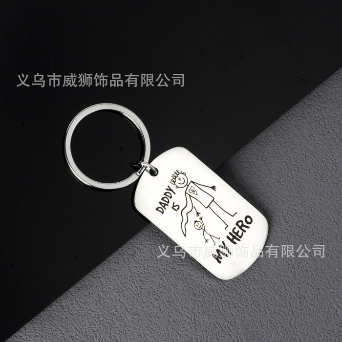 Wholesale Daddy Is My Hero Father's Day Stainless Steel Keychain JDC-KC-ShunXin003