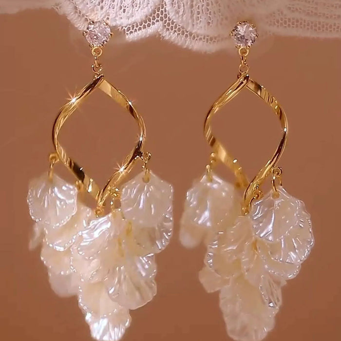 Wholesale Flower Tassel Zircon Earrings Copper Fashion Accessory MOQ≥2