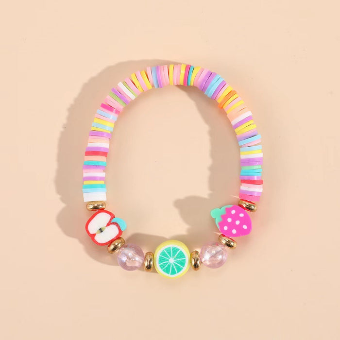 Wholesale Flower Fruit Soft y Bracelet  Simple Pink Princess Acrylic Beaded Handmade Material