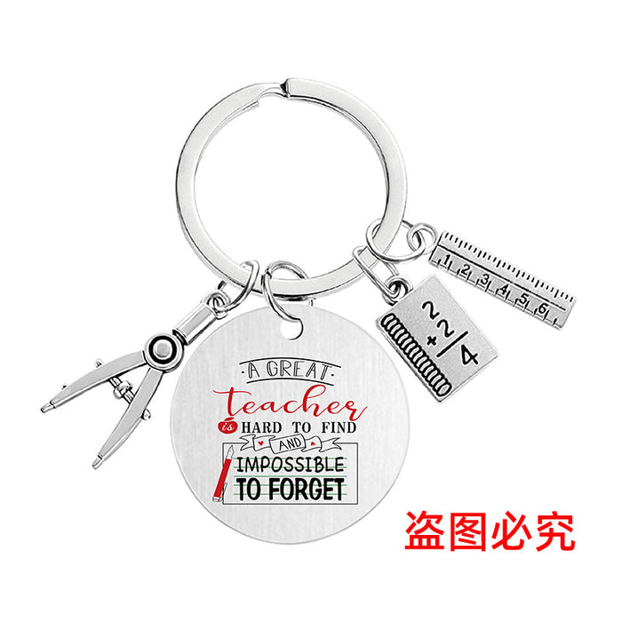 Wholesale Teacher's Day Metal Engraving Keychains JDC-KC-GangGu054