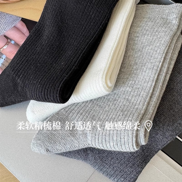 Wholesale Socks, mid length socks, pure cotton thin sports white long tube pile socks