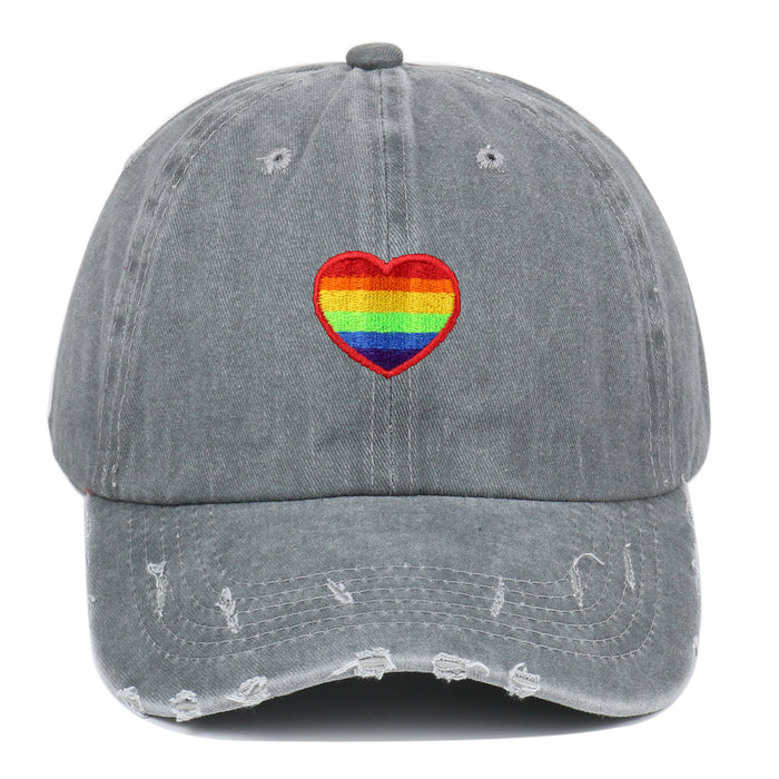 Wholesale Cotton Rainbow Heart Embroidery Baseball Cap  JDC-FH-ChenSheng001