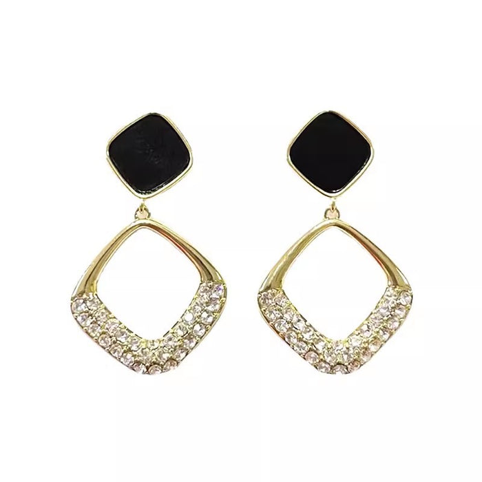 Wholesale Silver Needle Simple Light Luxury Design Geometric Diamond Inlaid Earrings with High Quality Charm Earrings