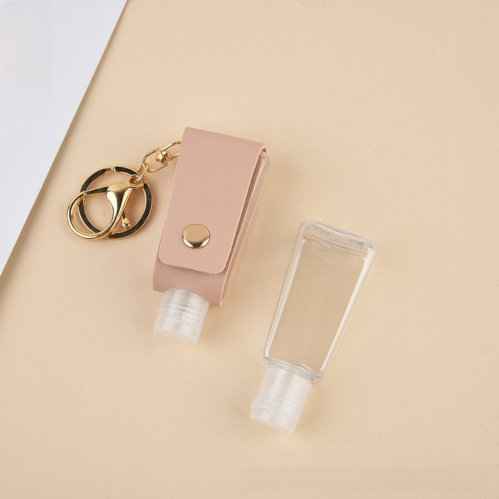 Wholesale T-shaped PU Leather Keychain Hand Sanitizer Free Leather Case Disinfection Hand Sanitizer Free Bottle Leather Case