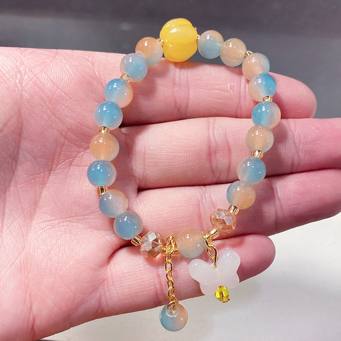 Wholesale Butterfly Bow Glass Bead Bracelet for Kids Trendy Jewelry Accessory MOQ≥3