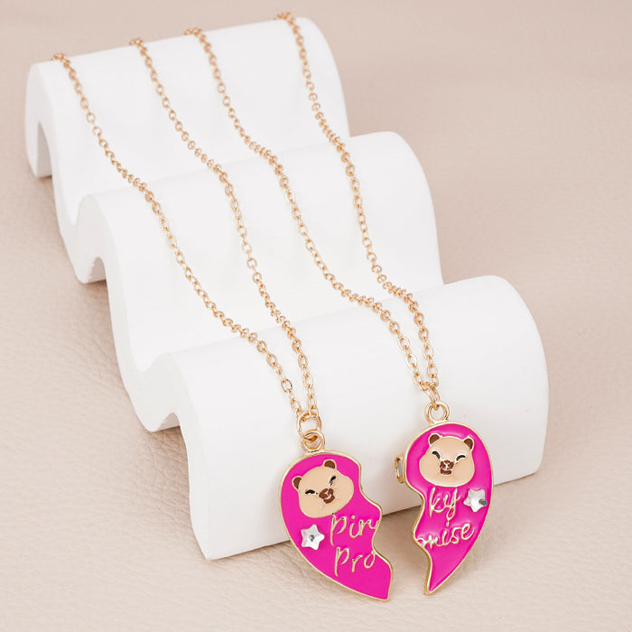 Wholesale New Cute Cartoon Animation Necklace Alloy Drip Oil Love Splicing Magnetic Pendant Accessories