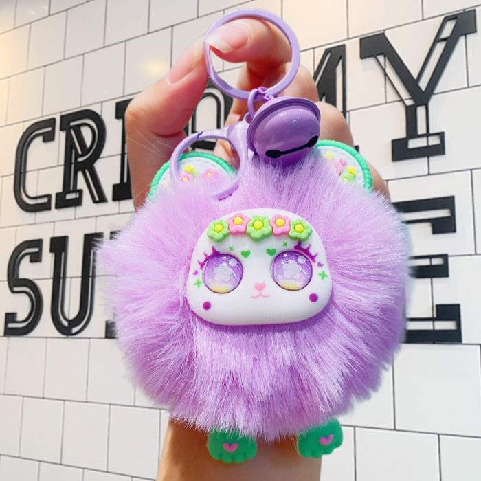 Wholesale Plush sweetheart bear cute rex rabbit fur pendant doll keychain