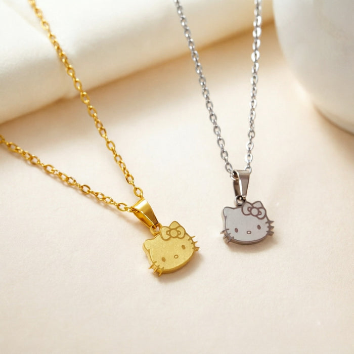 Wholesale Titanium Steel Gold Cat Pendant Necklace Trendy Fashion Jewelry Accessory Casual Gift Boutique Resale