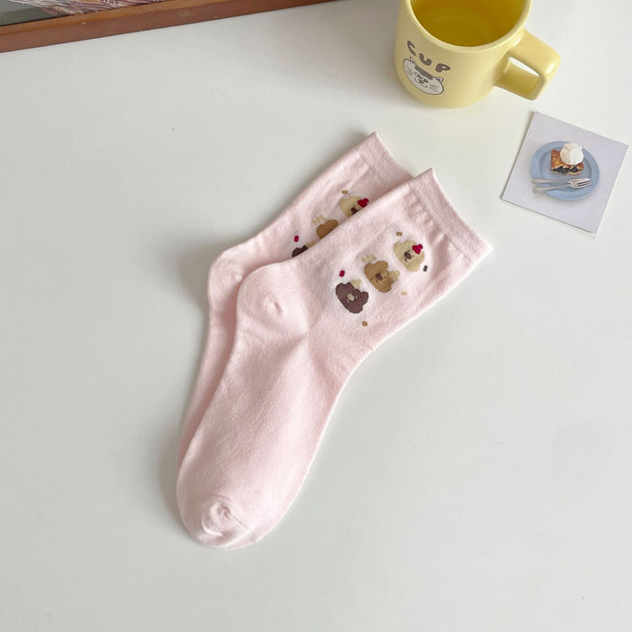 Wholesale Cartoon Socks Children's Middle Socks Cute College Style Bow Striped Long Socks