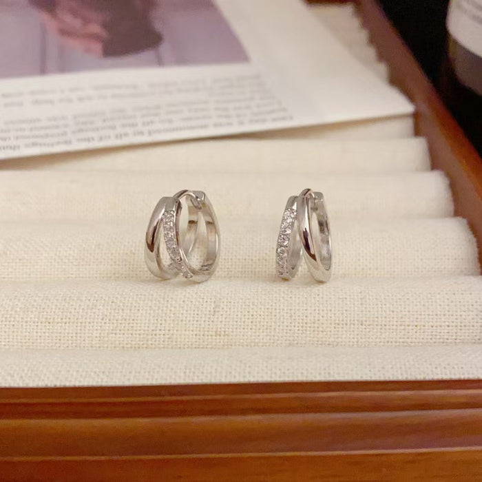 Wholesale Fashionable Exquisite Double-layer Hollow Zircon Ear Ring Ear  Sense Earrings