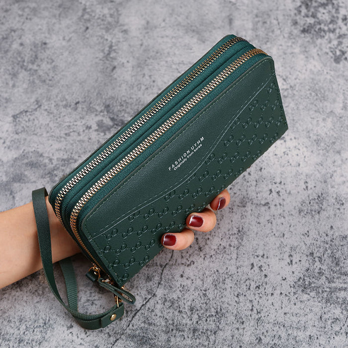 Wholesale PU Leather Women Long Zipper WalletLarge Capacity Multi-Card Organizer Solid Light Pink Daily Matching Fashion Accessory