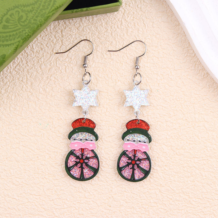 Wholesale Cross-border new Christmas earrings multi-color snowman Christmas tree acrylic earrings fashion earrings ear jewelry for women