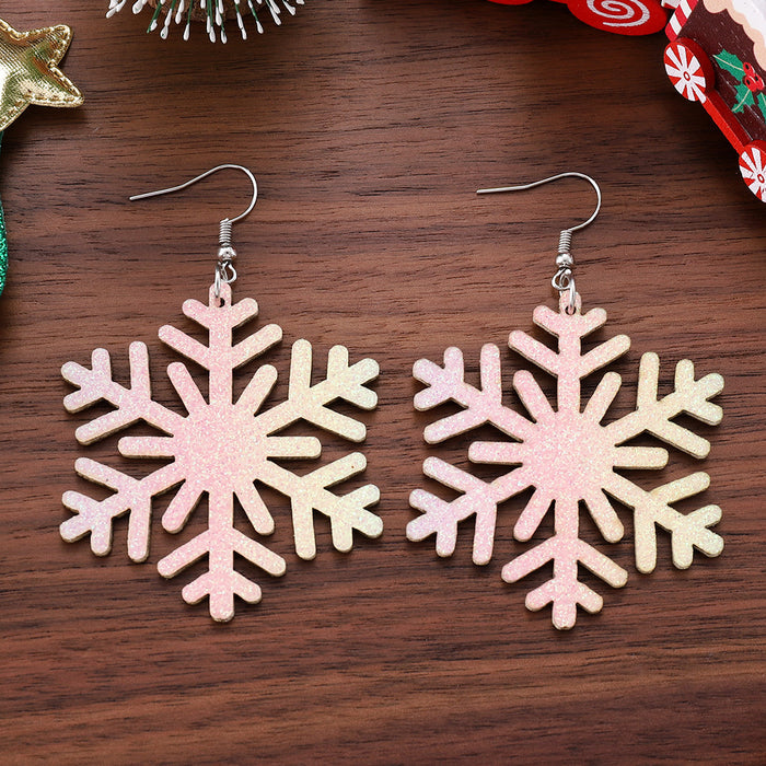 Wholesale Stylish Christmas Leather Pendant Earrings Handmade Square Jewelry Boutique Resale