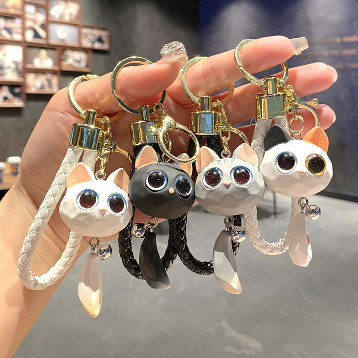 Wholesale Cute Cat Keychain Cartoon Big Eye Keyring for Backpack Car Key Accessory Gift MOQ≥2