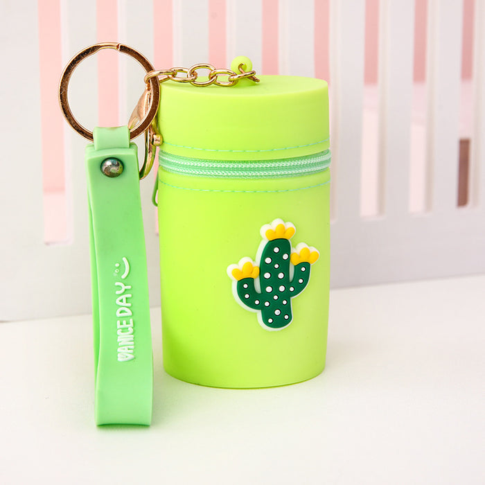 Wholesale Cute bucket bag portable bucket coin purse silicone coin bag headphone storage bag pendant keychain