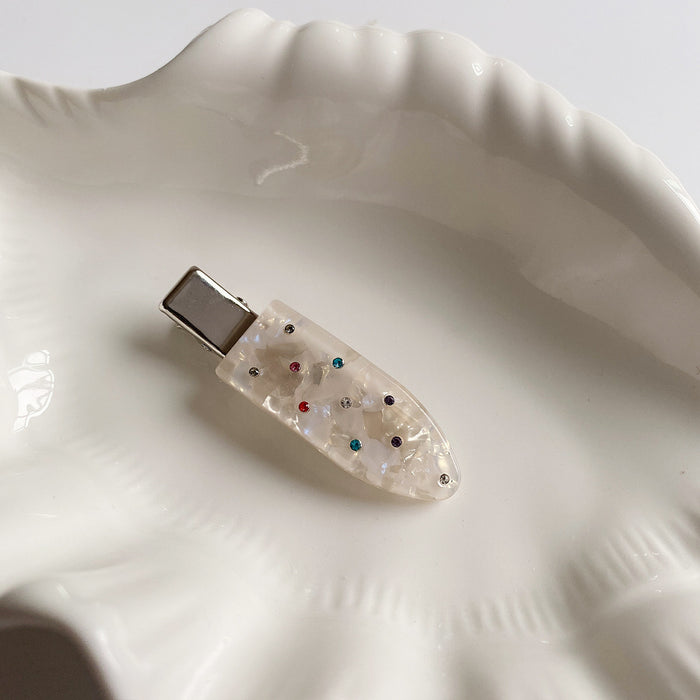 Wholesale Colorful diamond side hair clip with no trace, elegant edge clip, high-end feeling, duckbill clip, fashionable and versatile headband