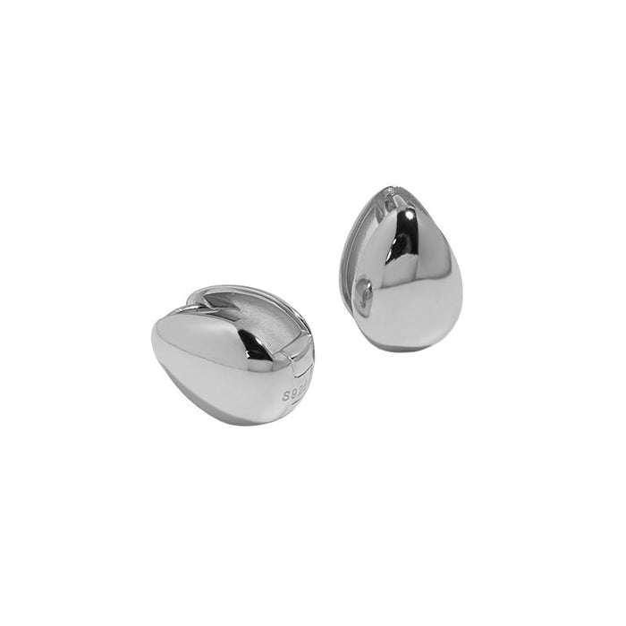 Wholesale Minimalist and versatile geometric oval smooth texture pure silver ear buckle with niche design