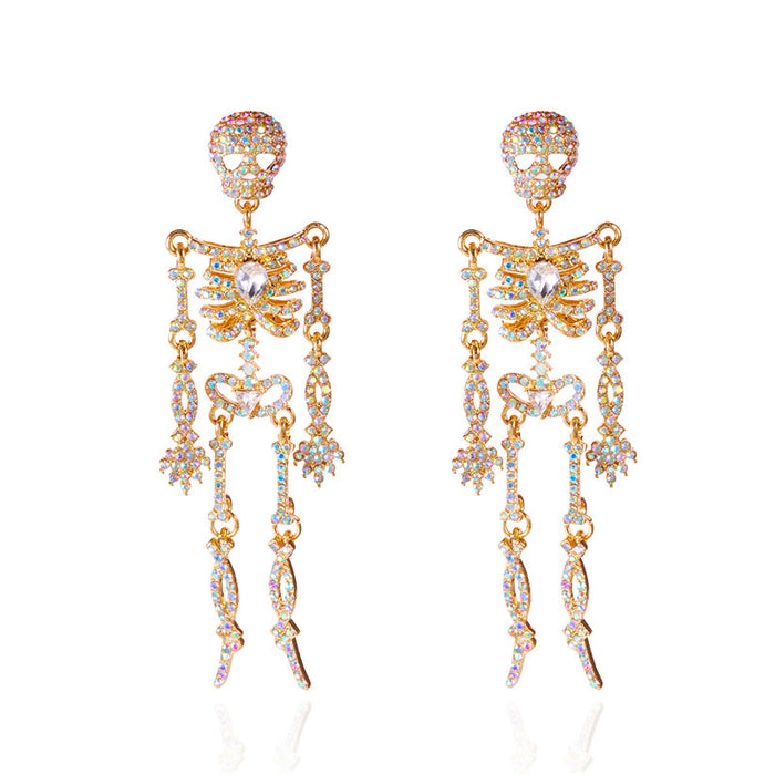 Wholesale  Alloy Diamond Skull Earrings Personalized Funny Pumpkin Bat Witch Earrings