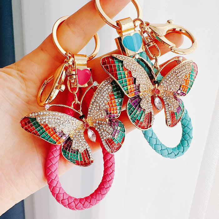 Wholesale Rhinestone Colorful Butterfly Alloy Keychain JDC-KC-ZhanLun007