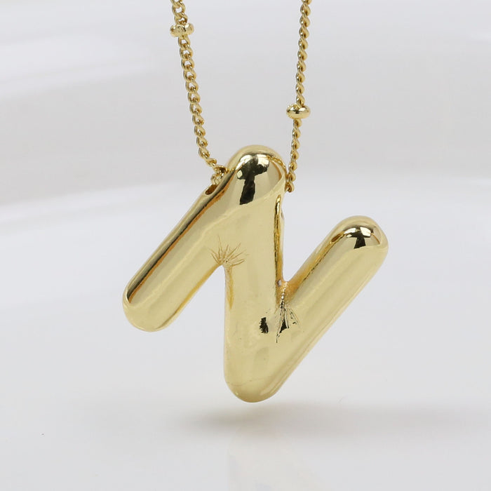 Wholesale 2PCS 18k Brass Glossy Balloon 26 English Letter Necklace JDC-NE-BaiYi006