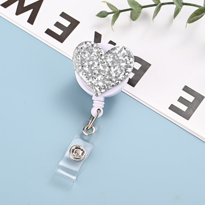 Wholesale Glitter Resin Heart Telescopic Buckle Keychain JDC-KC-ChangQi002