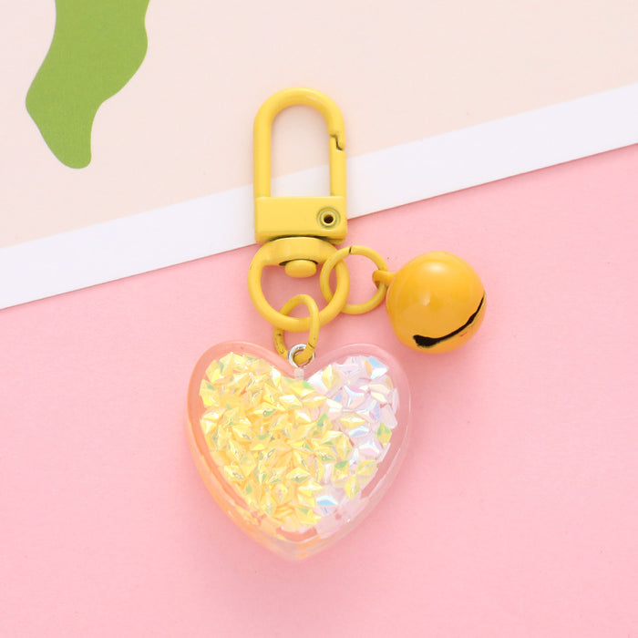 Wholesale Creative Heart Bell Keychain Pendant Peach Heart Accessories