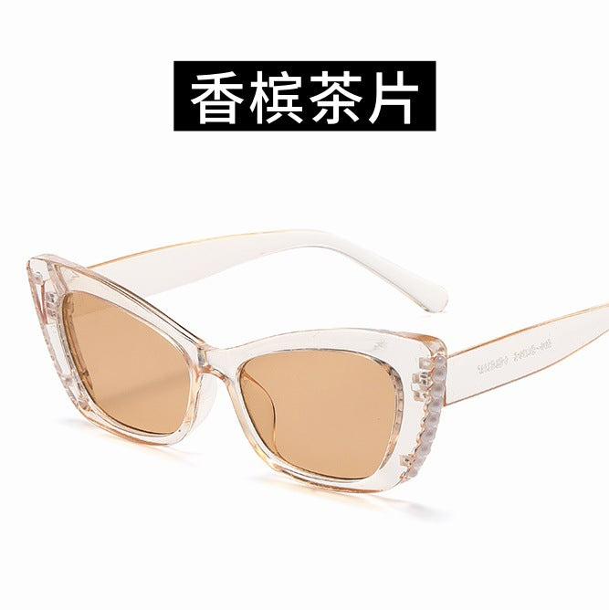 Wholesale Cat's Eye Pearl Sunglasses Simple Sunglasses Trendy Personalized Sunglasses Anti UV High End
