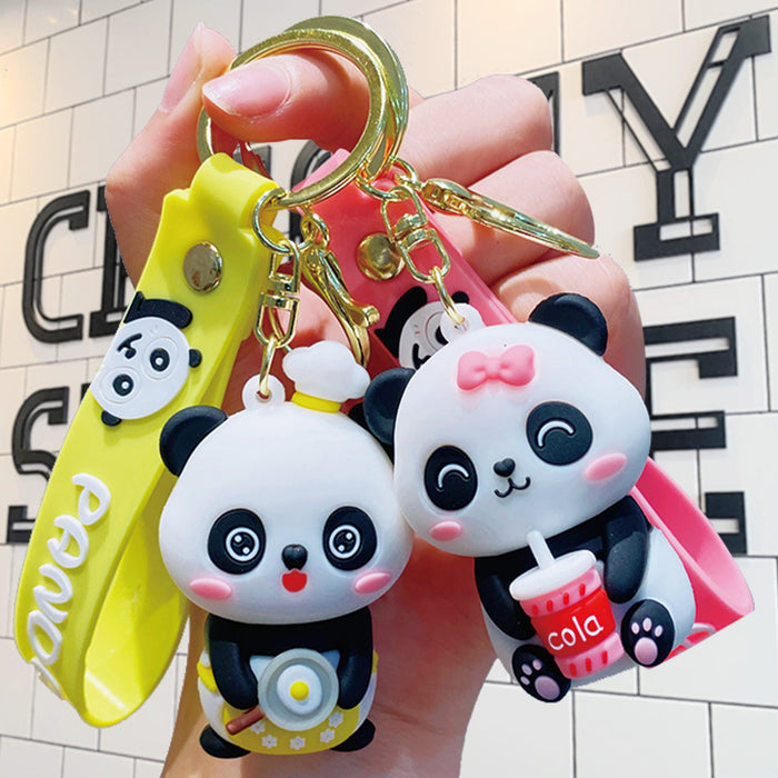 Wholesale Panda Cartoon Doll Silicone Keychain JDC-KC-LiuFan026