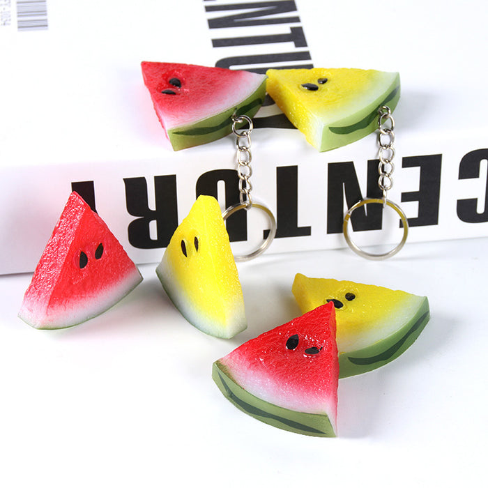 Wholesale Watermelon Slice Keychain Faux Fruit Charm Stylish PVC Hanging Ornament