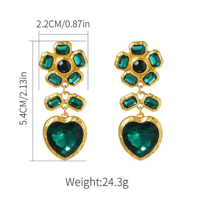 Wholesale Silver needle studded diamond heart earrings alloy earrings
