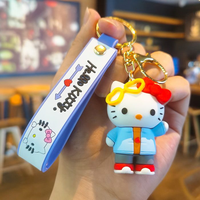 Wholesale Cartoon Keychain Cute  Cat School Key Chain Men's and Women's Bag Small Pendant