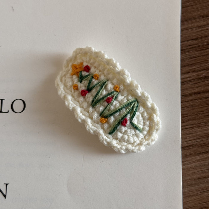 Wholesale Handmade Christmas Tree Dot Wool Hair Clips For Kids Holiday Everyday Styling Hair Accessory
