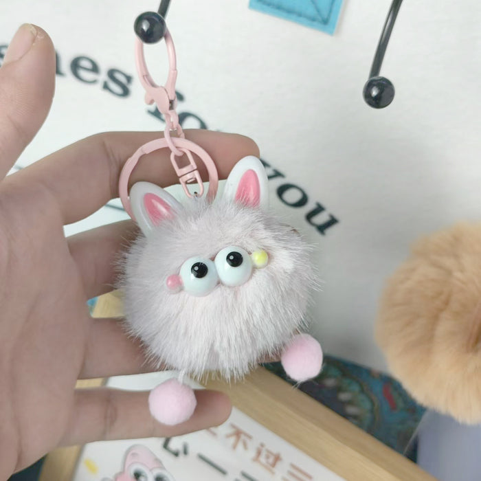 Wholesale Imitation Mink Ears Elf Plush Bag Pendant Cute Cartoon Fur Ball Couple Girlfriend Gift Keychain