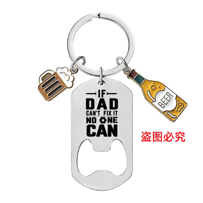 Wholesale Bottle Opener Wine Glass Father's Day Stainless Steel Keychain JDC-KC-GangGu051