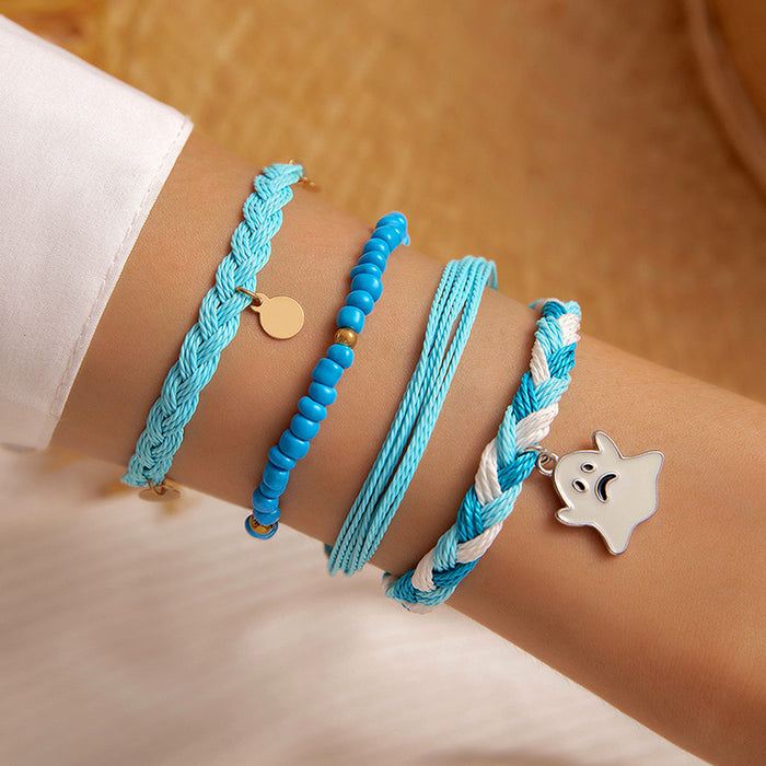 Wholesale Pumpkin Skull Bead Bracelet Set Geometric Handmade Plastic Fashion Accessory MOQ≥2