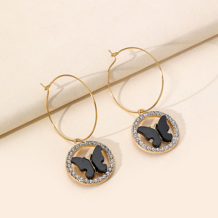 Wholesale Earrings Alloy Diamond Butterfly Earrings MOQ≥3 JDC-ES-LINER002