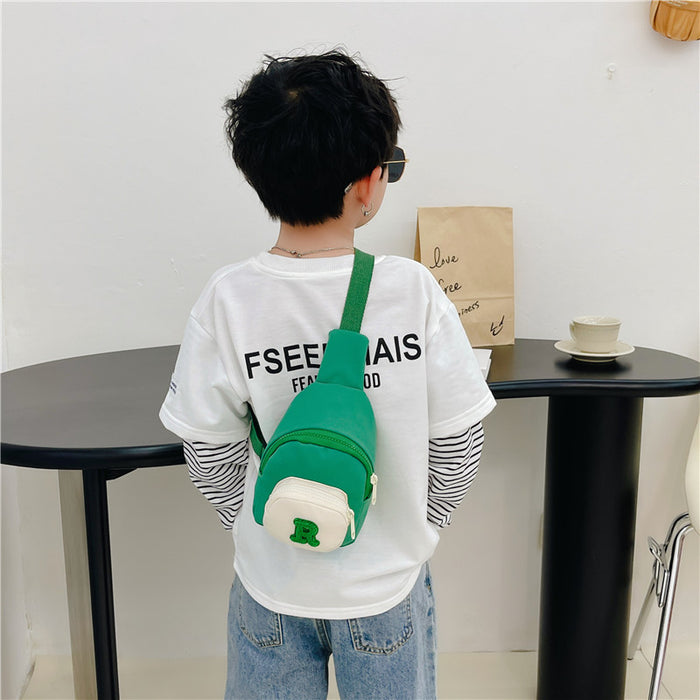 Wholesale Fashion letter crossbody small chest bag, contrasting color coin purse, baby outdoor accessory bag, children's bag