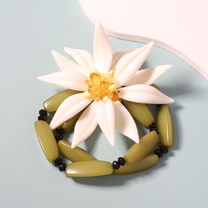 Wholesale White Resin Large Flower Pendant Double Layer Stacked Bracelet Simple Niche